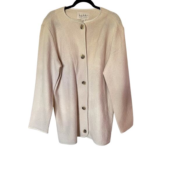 Nicole Miller Ivory Boucle Boiled Wool Jacket SZ L - Picture 1 of 5